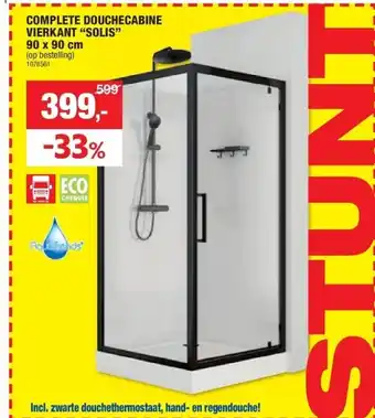Hubo COMPLETE DOUCHECABINE VIERKANT “SOLIS” 90 x 90 cm aanbieding