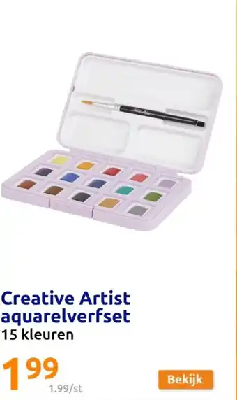 Action Creative Artist aquarelverfset 15 kleuren aanbieding