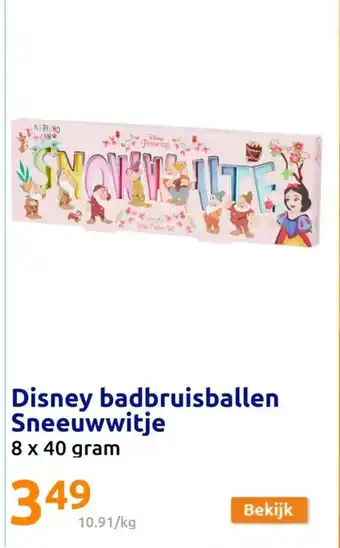 Action Disney badbruisballen Sneeuwwitje 8 x 40 gram aanbieding