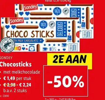 Lidl Sondey Chocosticks aanbieding