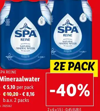 Lidl Spa Reine Mineraalwater aanbieding
