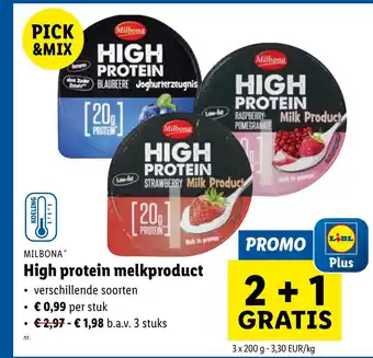 Lidl Milbona High protein melkproduct aanbieding