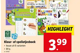 Lidl Kleur- of spelletjesboek aanbieding