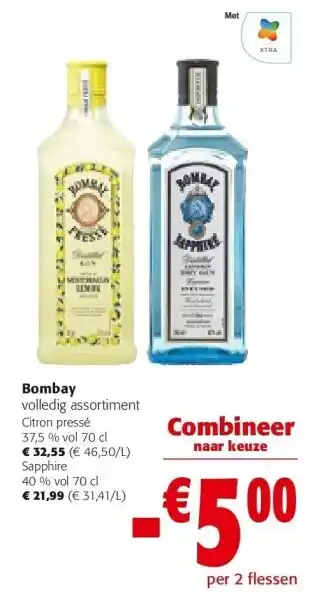 Colruyt Bombay volledig assortiment Citron pressé 37,5 % vol 70 cl aanbieding