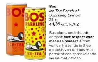 Bio Planet Bos ice tea peach of sparkling lemon aanbieding