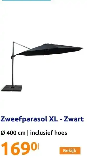 Action Zweefparasol XL - Zwart aanbieding