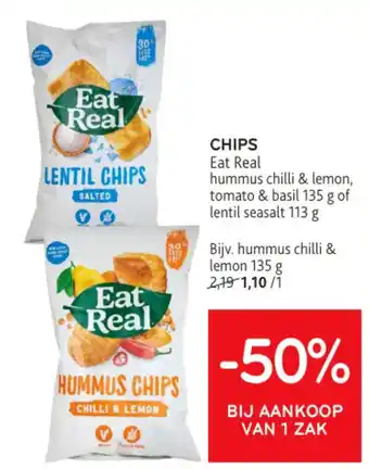 Alvo CHIPS Eat Real hummus chilli & lemon aanbieding