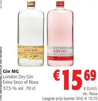 Colruyt Gin MG London Dry Gin Extra Seco of Rosa 70 cl aanbieding