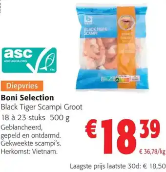 Colruyt Boni Selection Black Tiger Scampi Groot 500g aanbieding