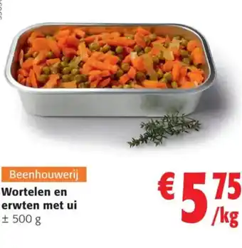 Colruyt Wortelen en erwten met ui 500 g aanbieding