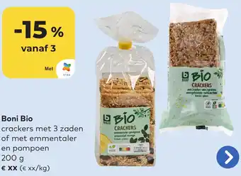 Boni Bio crackers met 3 zaden of met emmentaler en pompoen 200g