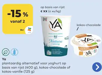 OKay Ya plantaardig alternatief voor yoghurt op basis van rijst , kokos-chocolade of kokos-vanille aanbieding