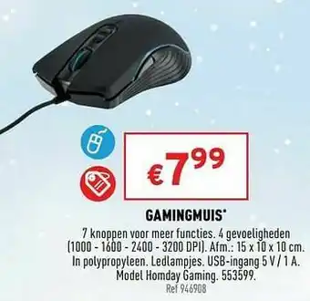 Trafic Gamingmuis homday gaming 553599 aanbieding