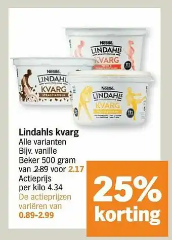 Albert Heijn Lindahls kvarg vanille aanbieding