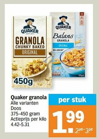Albert Heijn Quaker granola aanbieding