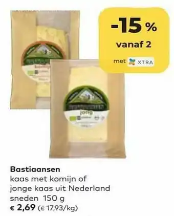 Bio Planet Bastiaansen kaas met komijn of jonge kaas aanbieding