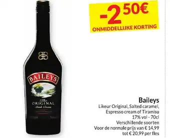 Intermarché Baileys Likeur Original, Salted caramel, Espresso cream of Tiramisu 17% vol - 70cl aanbieding