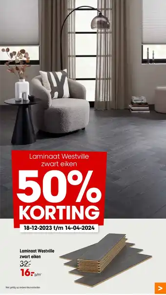 Kwantum Laminaat Westville zwart eiken aanbieding