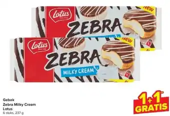 Carrefour Gebak Zebra Milky Cream Lotus aanbieding
