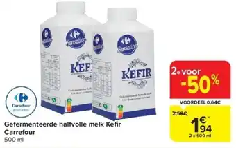 Carrefour Gefermenteerde halfvolle melk Kefi r Carrefour aanbieding