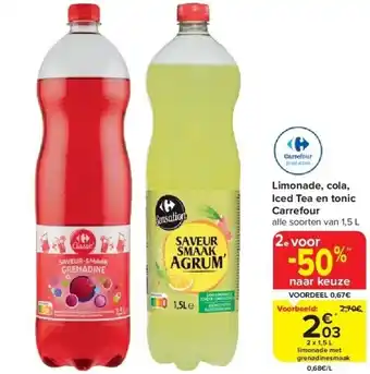 Carrefour Limonade, cola, Iced Tea en tonic Carrefour aanbieding