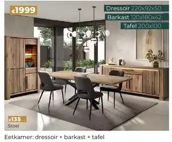 Euroshop Eetkamer: dressoir + barkast + tafel aanbieding