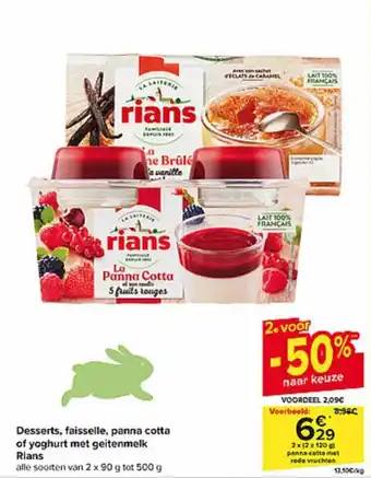 Carrefour Market Desserts faisselle panna cotta of yoghurt met geitenmelk aanbieding