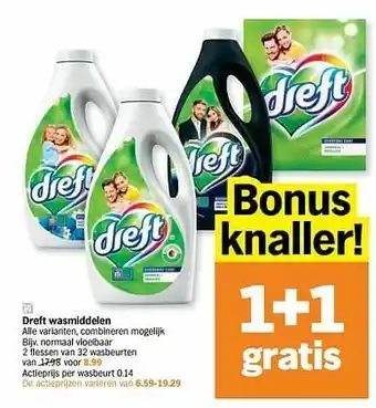 Albert Heijn Dreft wasmiddelen normaal vloeibaar aanbieding