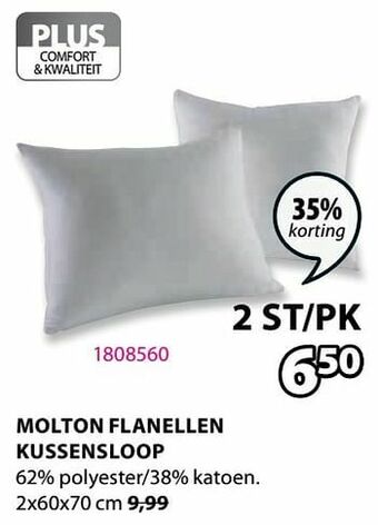 Jysk Molton flanellen kussensloop aanbieding