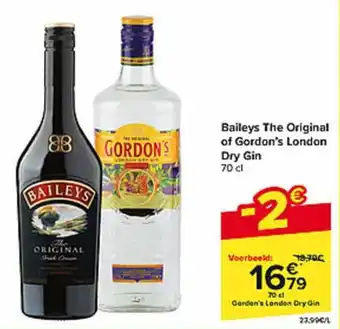 Carrefour Market Baileys The Original of Gordon's London Dry Gin 70 cl aanbieding