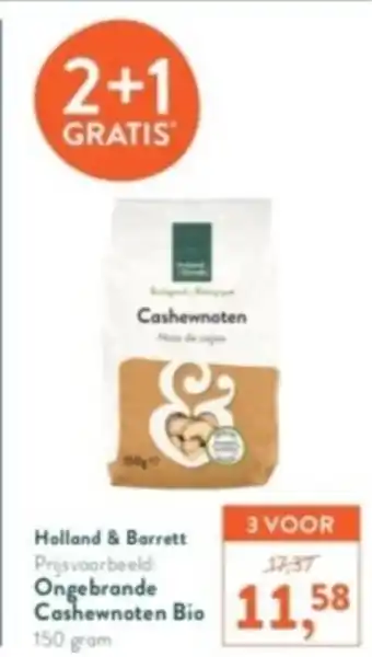Holland & Barrett Ongebrande Cashewnoten Bio 150 gram aanbieding