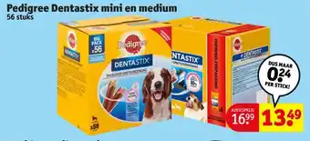 Kruidvat Pedigree Dentastix mini en medium 56 stuks aanbieding
