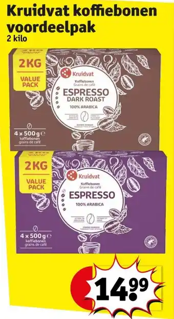 Kruidvat Koffiebonen voordeelpak 2 kilo aanbieding