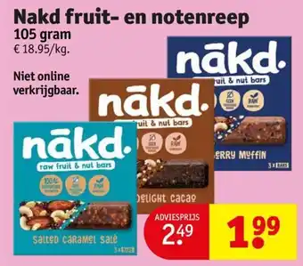 Kruidvat Nakd fruit- en notenreep 105 gram aanbieding