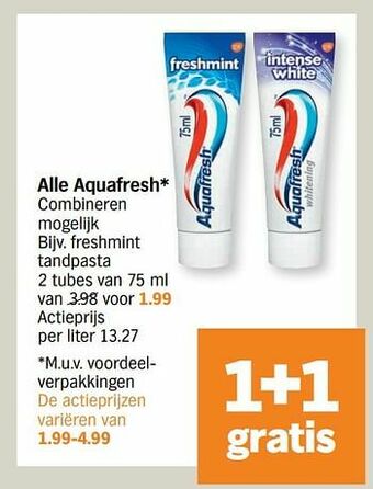 Albert Heijn Aquafresh freshmint tandpasta aanbieding
