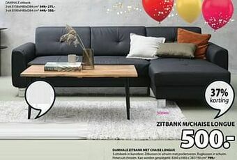 Jysk Damhale zitbank met chaise longue aanbieding