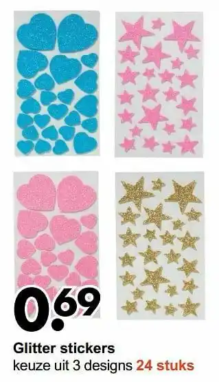 Wibra Glitter stickers aanbieding