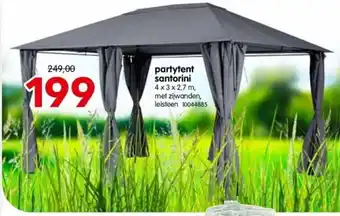 Partytent santorini 4 x 3 x 2,7 m, met zijwanden, leisteen
