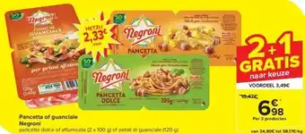 Carrefour Pancetta of guanciale Negroni aanbieding