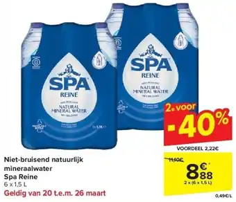 Carrefour Niet-bruisend natuurlijk mineraalwater Spa Reine aanbieding