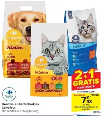 Carrefour Honden- en kattenbrokjes Carrefour aanbieding