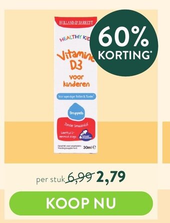 Holland & Barrett Vitamine D3 voor kinderen aanbieding