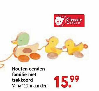 De Kinderplaneet Houten Eenden Familie Met Trekkoord aanbieding