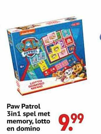 De Kinderplaneet Paw Patrol 3in1 Spel Met Memory , Lotto En Domino aanbieding