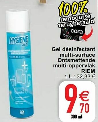 Cora Gel désinfectant multi-surface ontsmettende multi-oppervlak riem aanbieding