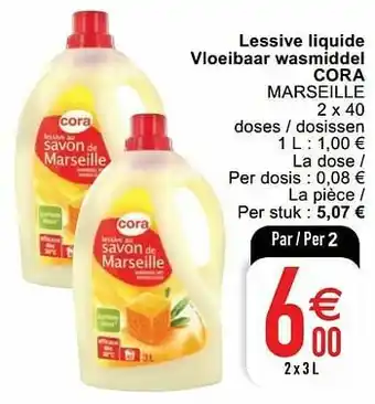 Cora Lessive liquide vloeibaar wasmiddel cora marseille aanbieding