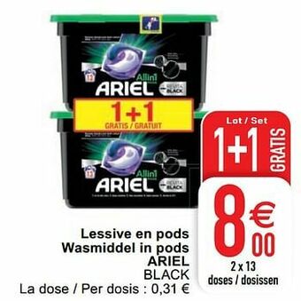 Cora Lessive en pods wasmiddel in pods ariel black aanbieding