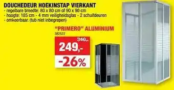 Hubo Douchedeur hoekinstap vierkant primero aluminium aanbieding