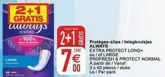 Protèges-slips - inlegkruisjes always extra protect long+ ou - of large profresh + protect normal