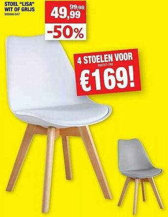 Hubo Stoel lisa wit of grijs aanbieding